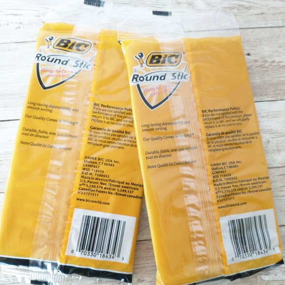 BIC Round Stic Pens Black Medium Point 2 Packs Classic Ballpoint Discontinued - Picture 2 of 5